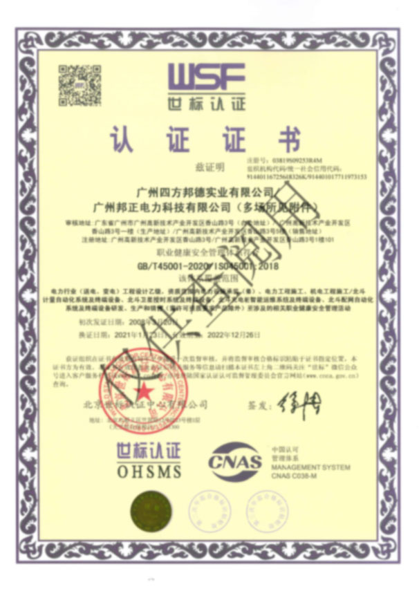 職業健康體系證書